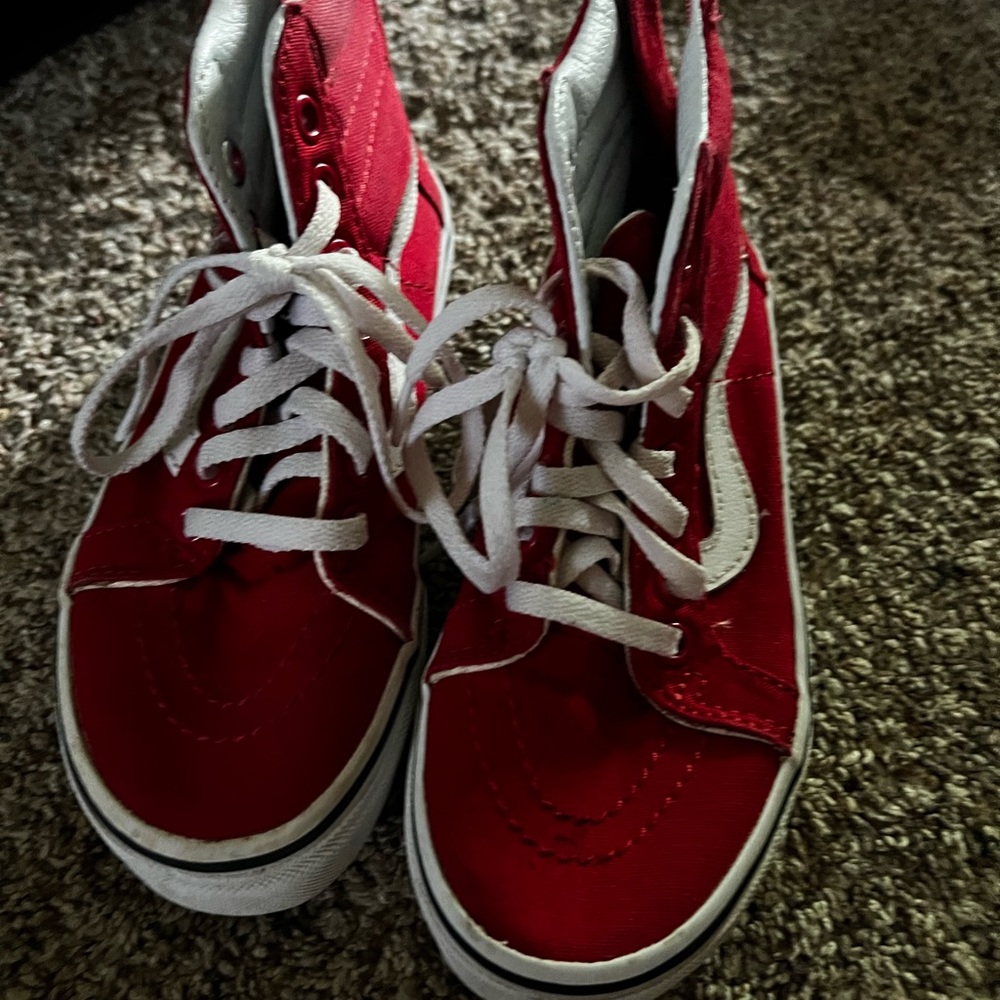 Vans Classic Ward Hi Top Red White Skate Shoe Kids